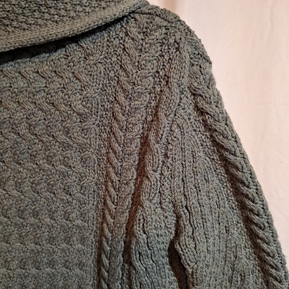 Aran Irish Merino Wool Women Open Front Long Sweater Cardigan Oversize S… - Picture 10 of 10